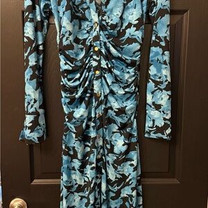 INC International Concepts Blue and Black Long Sleeve Dress